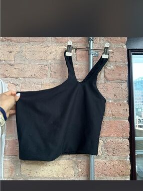 Abercrombie Sleek Black Crop Sports Bra Tank Top - Minimal Everyday Staple
